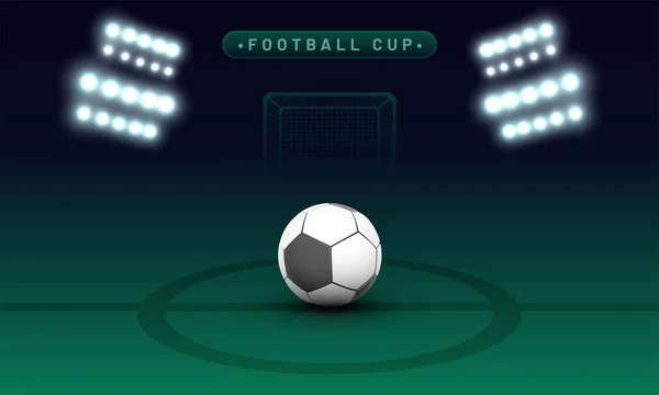 Noční pohled fotbal pozemní s June světel, cíl čistého a soc — Stockový vektor