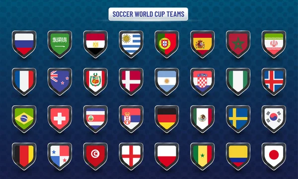 Russie 2018 Coupe du monde avec drapeaux des pays . — Image vectorielle