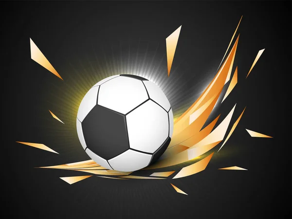 Pallone da calcio lucido su sfondo astratto dorato . — Vettoriale Stock