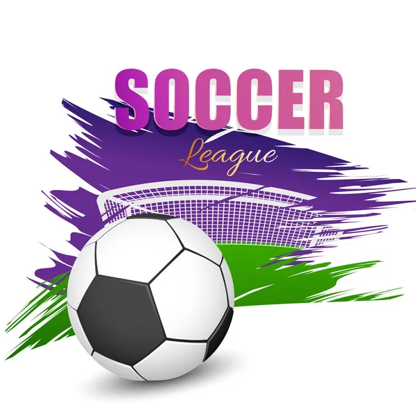 Soccer League concept met doel post, voetbal, spelen groun — Stockvector