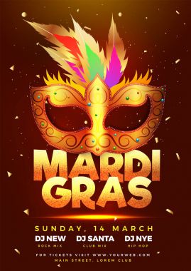Mardi Gras parti konsept tasarımı ile parlak kahverengi altın maske 