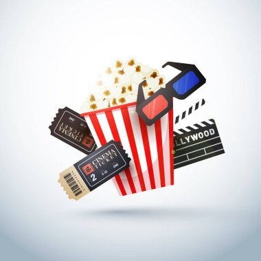 Sinema poster, afiş bilet, 3d glas ile için yaratıcı şablonu