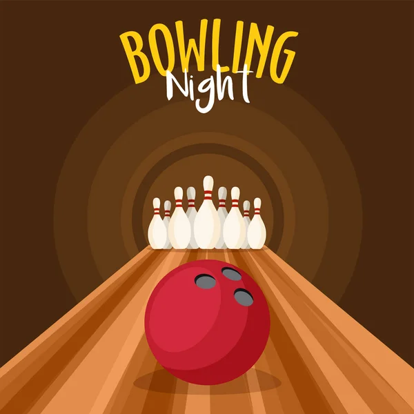 Affiche de nuit Bowling, flyer ou bannière design . — Image vectorielle
