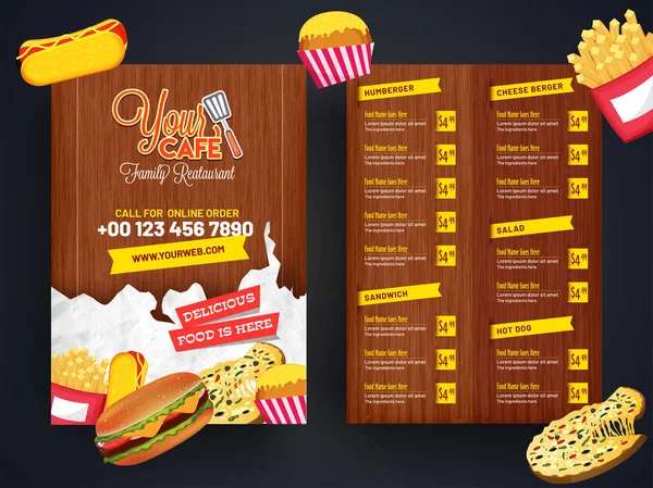 Restaurant cafe menu, sjabloon ontwerp. Voedselflyer. — Stockvector