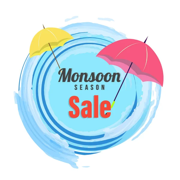 Monsoon Season Sale Poster, or Banner Design with colorful umbre — Stock Vector