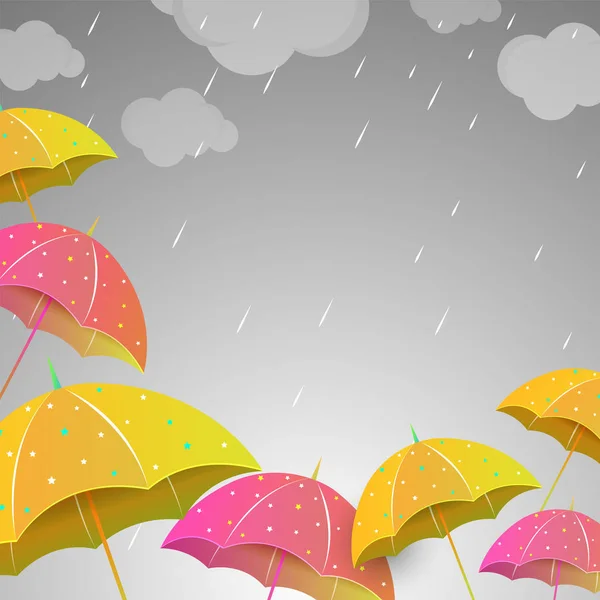 Πολύχρωμες ομπρέλες, έννοια των βροχών. — Διανυσματικό Αρχείο