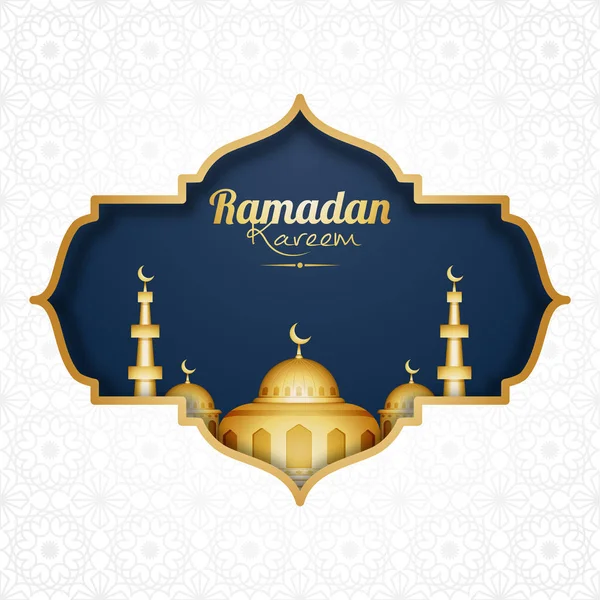 Golden mosque on blue background, Ramadan Kareem celebration con — Stock Vector