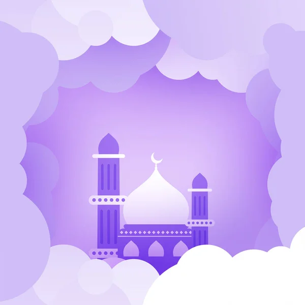 Kaunis moskeija paperilla pilvi koristeltu tausta . — vektorikuva