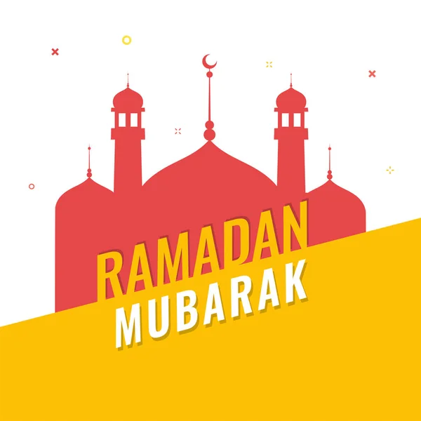 Pink paper mosque on yellow and white background with text Ramad — Stock Vector