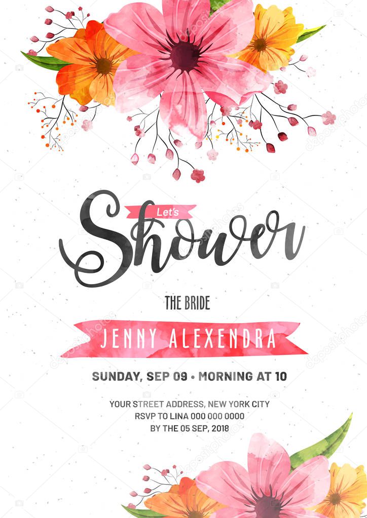 Bridal shower invitation card template.