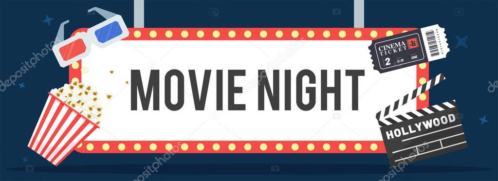 Movie night concept.Creative template for cinema poster, banner 