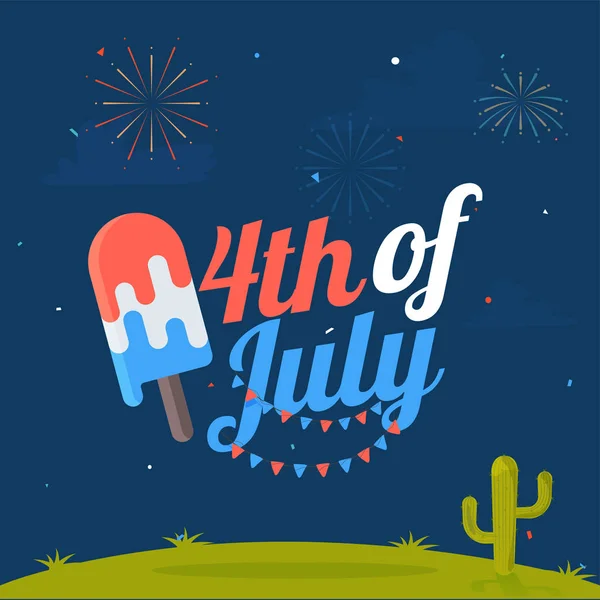 4th of July, American Independence Day concept with stylish text — Stock Vector