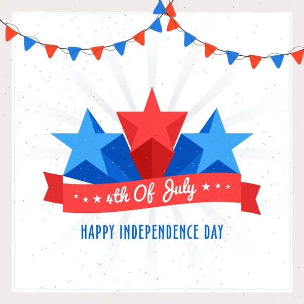 4η Ιουλίου, ημέρα της ανεξαρτησίας γιορτή έννοια με 3d αστέρια — Διανυσματικό Αρχείο