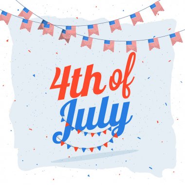 4 Temmuz Kutlamaları konseptiyle şık metin ve kiraz kuşu bayrakları.