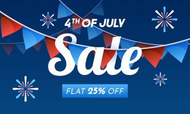 4 Temmuz kiraz kuşu düz %25 Off Satılık konseptiyle bayrak dekorasyon.