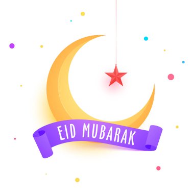 Mor kurdele ve asılı kırmızı yıldız ile Hilal ay.