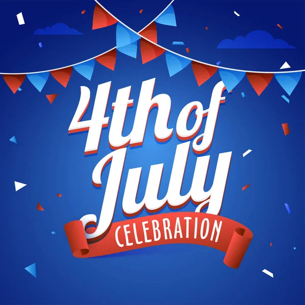 Julho Conceito Celebração Dia Independência Americana Com Bandeiras Acenando Estátua —  Vetores de Stock