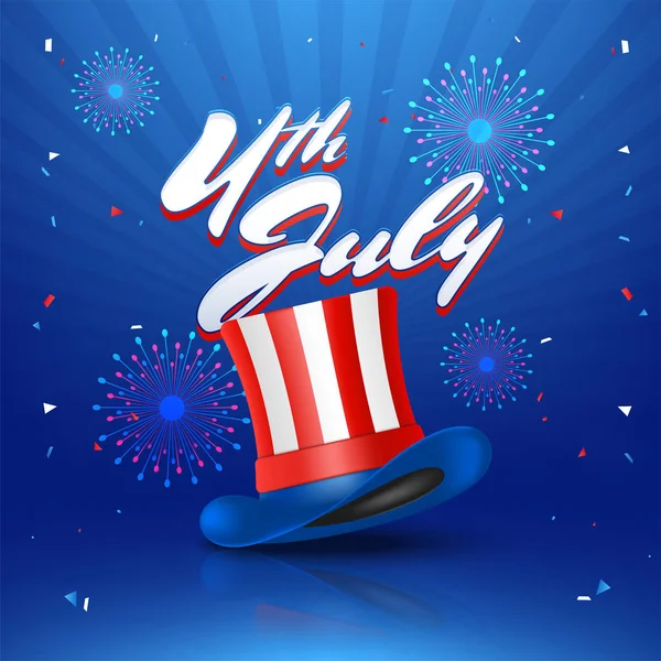 Juli Feierlichkeiten Zum Amerikanischen Unabhängigkeitstag Mit Wehenden Fahnen Freiheitsstatue — Stockvektor