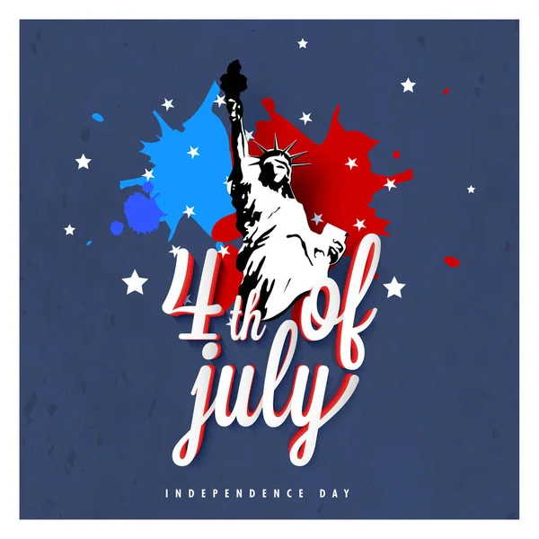 Července Americký Den Nezávislosti Oslav Koncept Mávání Vlajkami Socha Svobody — Stockový vektor