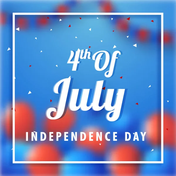 7月4日 美国独立日庆祝概念与挥动的旗子 自由雕像 — 图库矢量图片