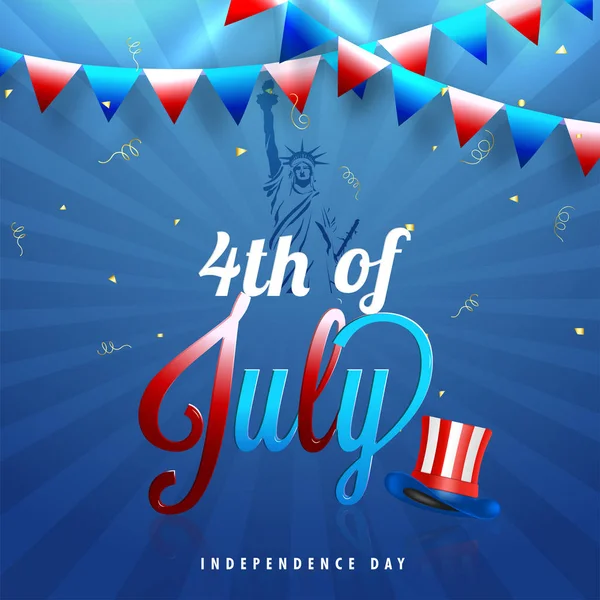 Července Americký Den Nezávislosti Oslav Koncept Mávání Vlajkami Socha Svobody — Stockový vektor