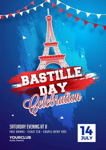 Happy Bastille Day Feier Hintergrund. — Stockvektor