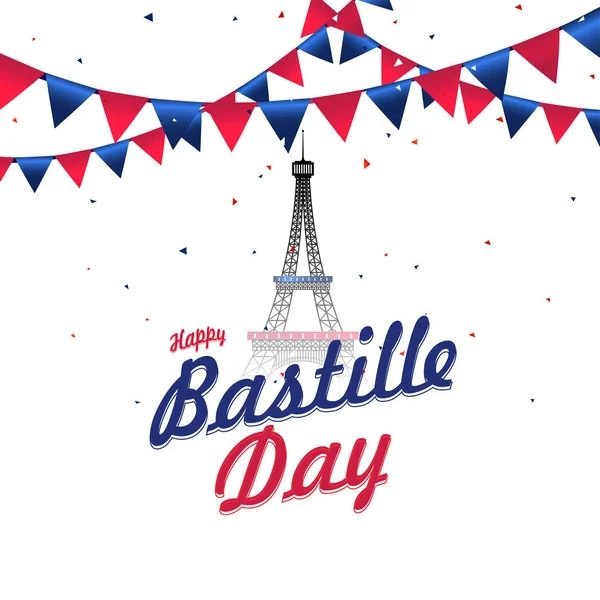 Fondo de celebración del Día de la Bastilla feliz . — Vector de stock