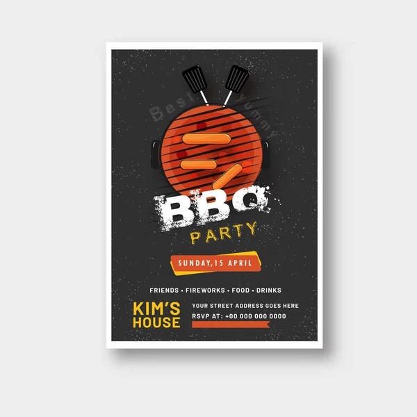 Barbecue affisch, Flyer, mall eller inbjudan Design. — Stock vektor