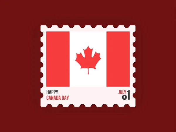 Bilhete postal com bandeira canadense . — Vetor de Stock