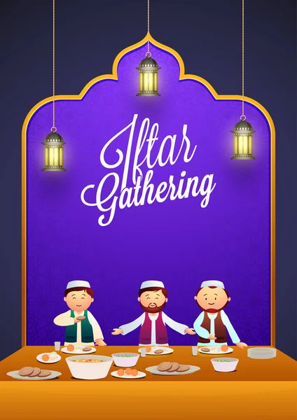 Tarjeta de invitación, póster o diseño de banner para la celebración de la fiesta de Iftar — Archivo Imágenes Vectoriales