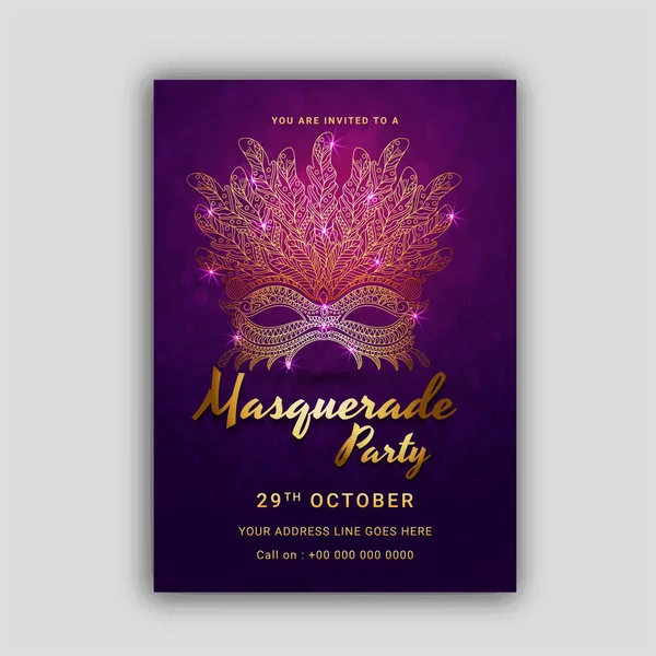 Vamos Máscara de Carnaval, Mascarada, Mardi Gras. Carnaval brillante diseño de letras . — Vector de stock