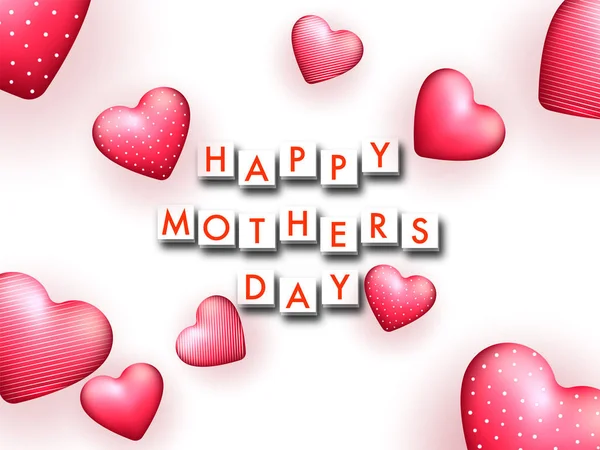 Herzförmige Luftballons und Text glücklicher Muttertag, — Stockvektor