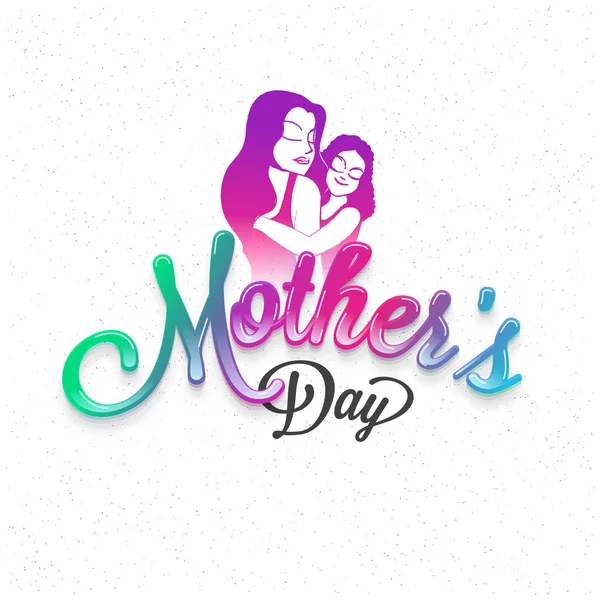 Illustration d'une jeune mère et fille avec texte Mothers Da — Image vectorielle