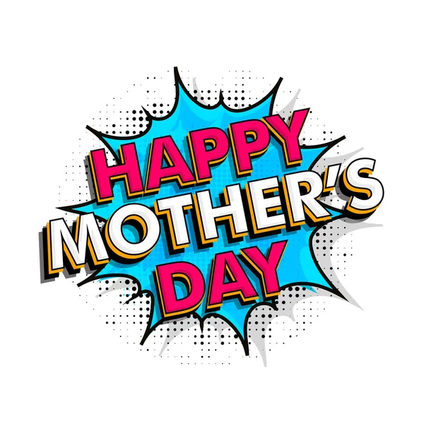 Happy Mother's Day tekst op witte achtergrond. Pop-art stijl. — Stockvector