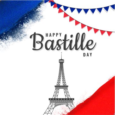 4 Temmuz, Bağımsızlık günü kavramı Özgürlük heykeli ile yüz, mavi zemin üzerine balonlar.