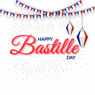 4 Temmuz, Bağımsızlık günü kavramı Özgürlük heykeli ile yüz, mavi zemin üzerine balonlar.