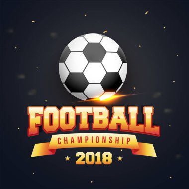 Parlak futbol topu ve gri arka plan üzerinde altın metin Futbol Şampiyonası.
