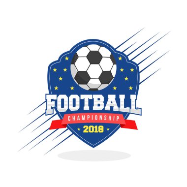 Beyaz arka plan üzerinde futbol topu Futbol Şampiyonası metinle.