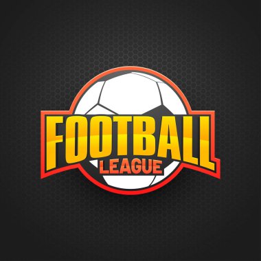 Şık futbol topu ve gri arka plan üzerinde altın metin Futbol Ligi.