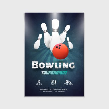Bowling Turnuvası afiş, el ilanı veya afiş tasarım.