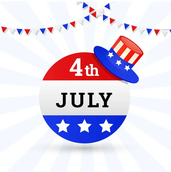 4Th July Sticker Ontwerpen Met Hoed Bunting Vlaggen — Stockvector