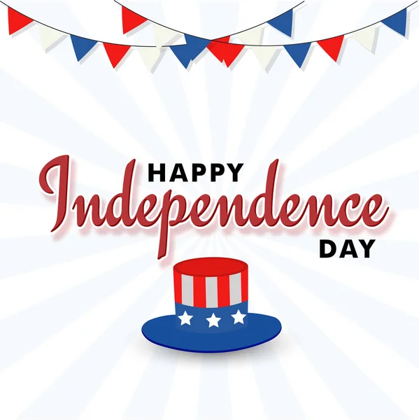 Happy Independence Day Concept Met Hoed Bunting Vlaggen Witte Achtergrond — Stockvector