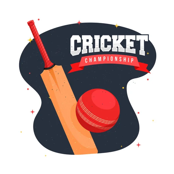 Cricket Championship text with bat and ball on grey and white background.