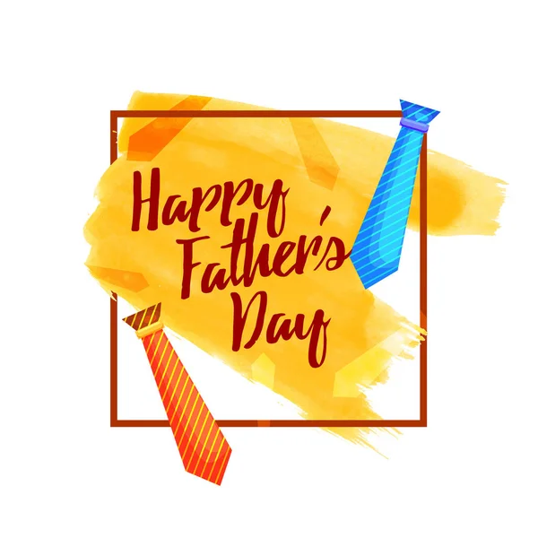 Glückliche Vatertagsfeier Mit Krawatten Auf Gelb Weißem Hintergrund — Stockvektor