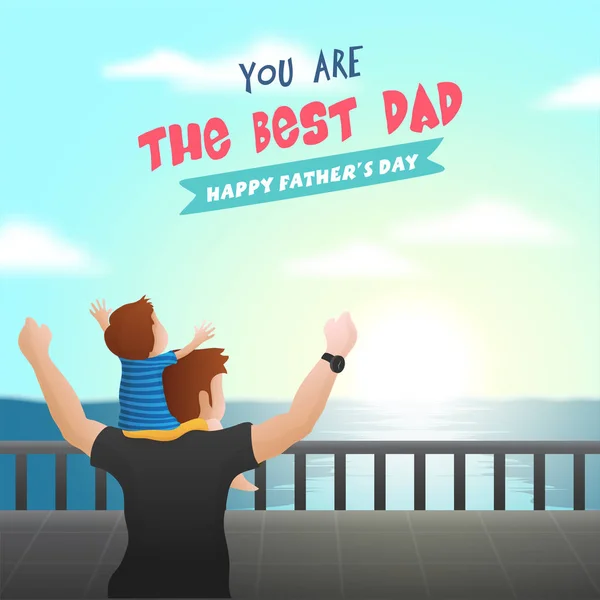 Ευτυχισμένος Ημέρα Του Πατέρα Γιορτή Έννοια Νεαρό Πατέρα Και Γιου — Διανυσματικό Αρχείο