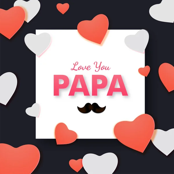 Kocham Cię Papa Tekst Serca Kolorowe Kształty Szarym Tle — Wektor stockowy