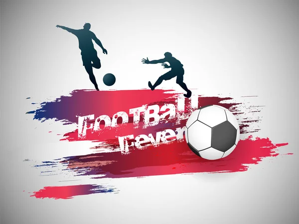 Silhouette Des Joueurs Football Action Avec Ballon Football Sur Fond — Image vectorielle