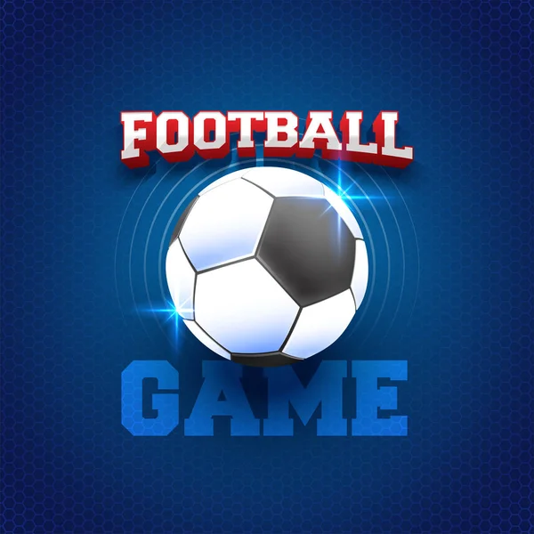 Stylish Text Football Game Blue Background Soccer Ball — Stock Vector