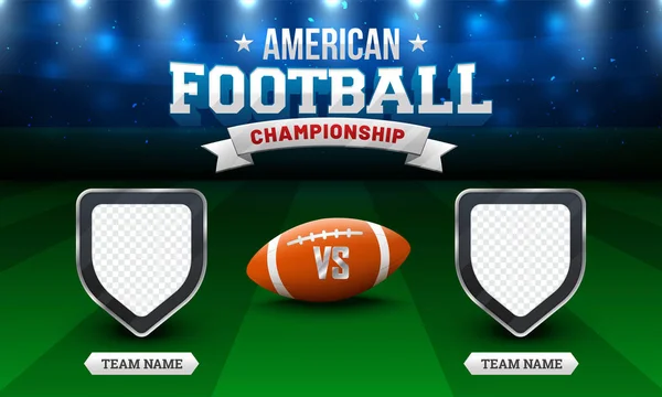 American Football Meisterschaft Konzept Mit Fußball Und Leere Schilder Für — Stockvektor