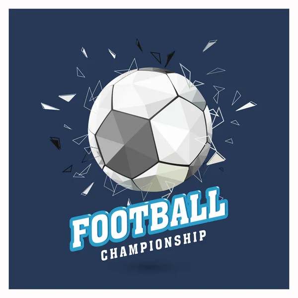 Brillante Pelota Fútbol Sobre Fondo Azul Con Texto Campeonato Fútbol — Vector de stock